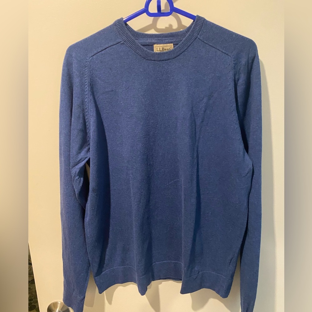 L.L. Bean Blue Crewneck Sweater Classic Knit Design